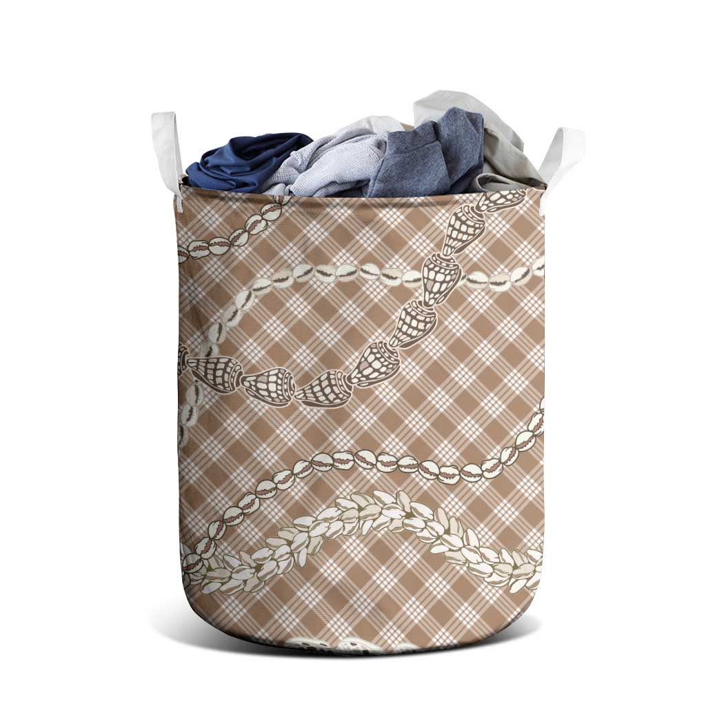 Brown Aloha Hawaii Shell Lei Laundry Basket Palaka Hebrew Cone Honey Cowrie Elegant Curves LT14 - Polynesian Pride