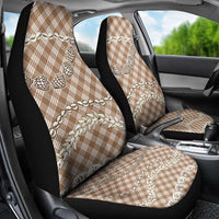 Brown Aloha Hawaii Shell Lei Car Seat Cover Palaka Hebrew Cone Honey Cowrie Elegant Curves - Polynesian Pride