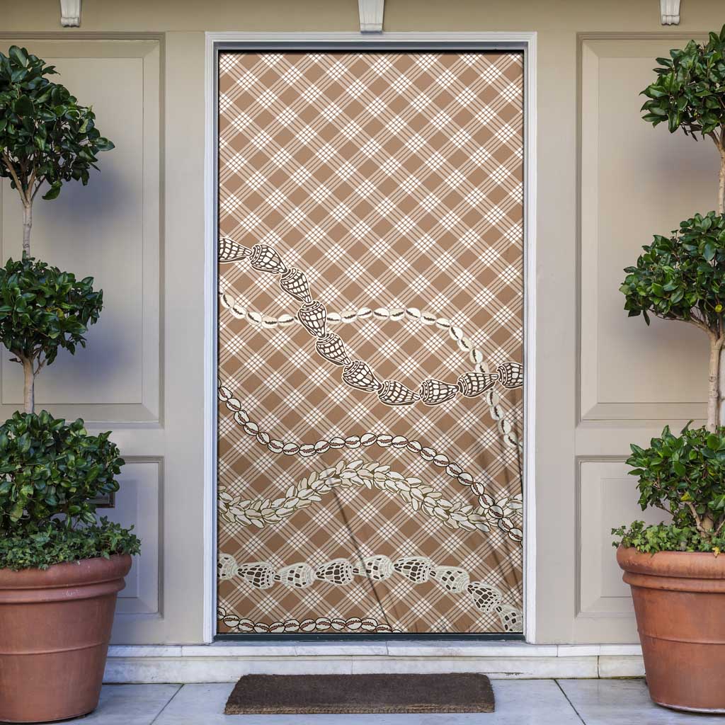 Brown Aloha Hawaii Shell Lei Door Cover Palaka Hebrew Cone Honey Cowrie Elegant Curves - Polynesian Pride