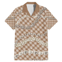 Brown Aloha Hawaii Shell Lei Family Matching Mermaid Dress and Hawaiian Shirt Palaka Hebrew Cone Honey Cowrie Elegant Curves - Polynesian Pride