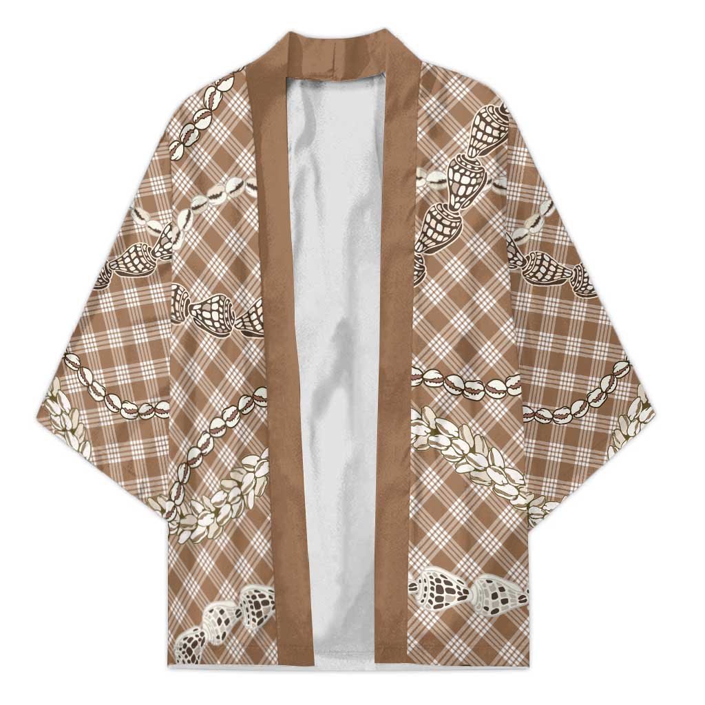 Brown Aloha Hawaii Shell Lei Kimono Palaka Hebrew Cone Honey Cowrie Elegant Curves - Polynesian Pride