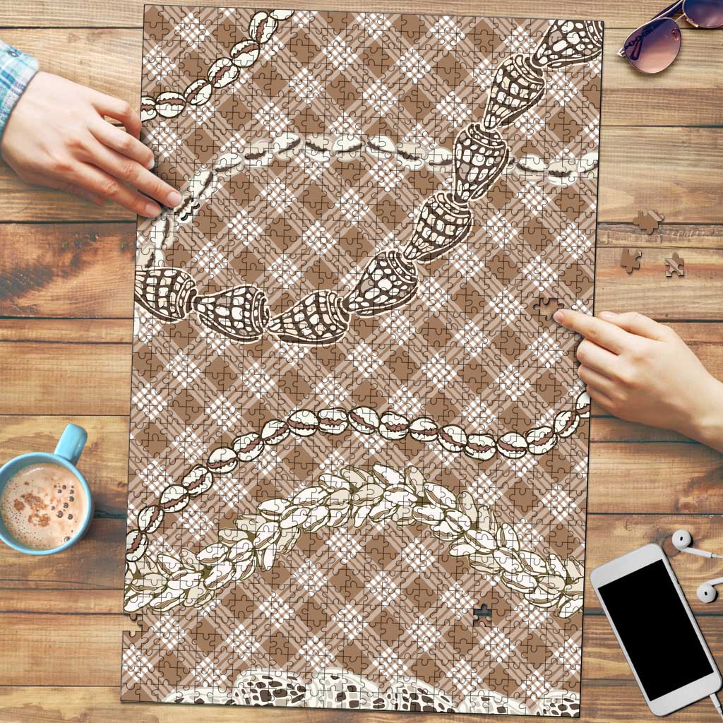Brown Aloha Hawaii Shell Lei Puzzle Palaka Hebrew Cone Honey Cowrie Elegant Curves - Polynesian Pride
