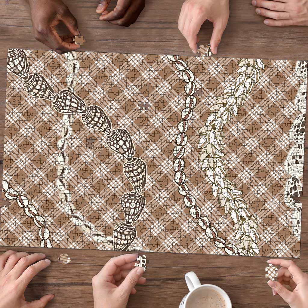 Brown Aloha Hawaii Shell Lei Puzzle Palaka Hebrew Cone Honey Cowrie Elegant Curves - Polynesian Pride