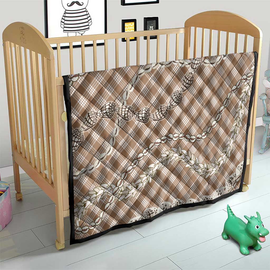 Brown Aloha Hawaii Shell Lei Quilt Palaka Hebrew Cone Honey Cowrie Elegant Curves - Polynesian Pride