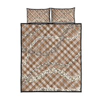 Brown Aloha Hawaii Shell Lei Quilt Bed Set Palaka Hebrew Cone Honey Cowrie Elegant Curves - Polynesian Pride