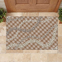 Brown Aloha Hawaii Shell Lei Rubber Doormat Palaka Hebrew Cone Honey Cowrie Elegant Curves - Polynesian Pride