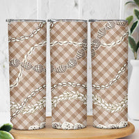 Brown Aloha Hawaii Shell Lei Skinny Tumbler Palaka Hebrew Cone Honey Cowrie Elegant Curves - Polynesian Pride