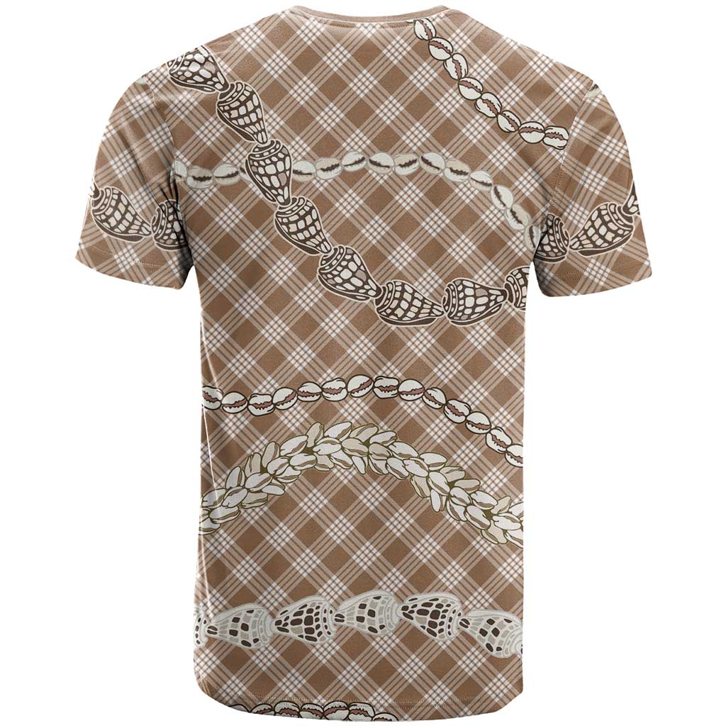 Brown Aloha Hawaii Shell Lei T Shirt Palaka Hebrew Cone Honey Cowrie Elegant Curves - Polynesian Pride