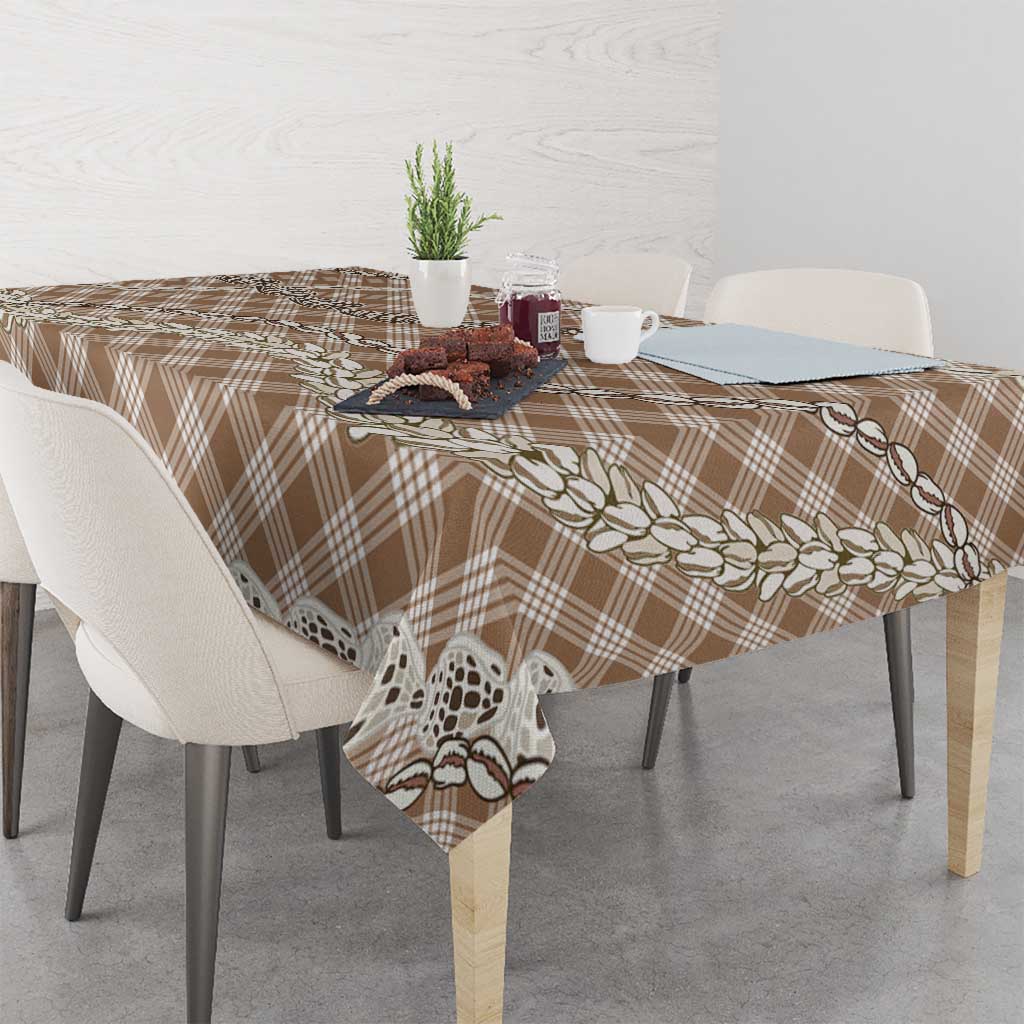 Brown Aloha Hawaii Shell Lei Tablecloth Palaka Hebrew Cone Honey Cowrie Elegant Curves - Polynesian Pride