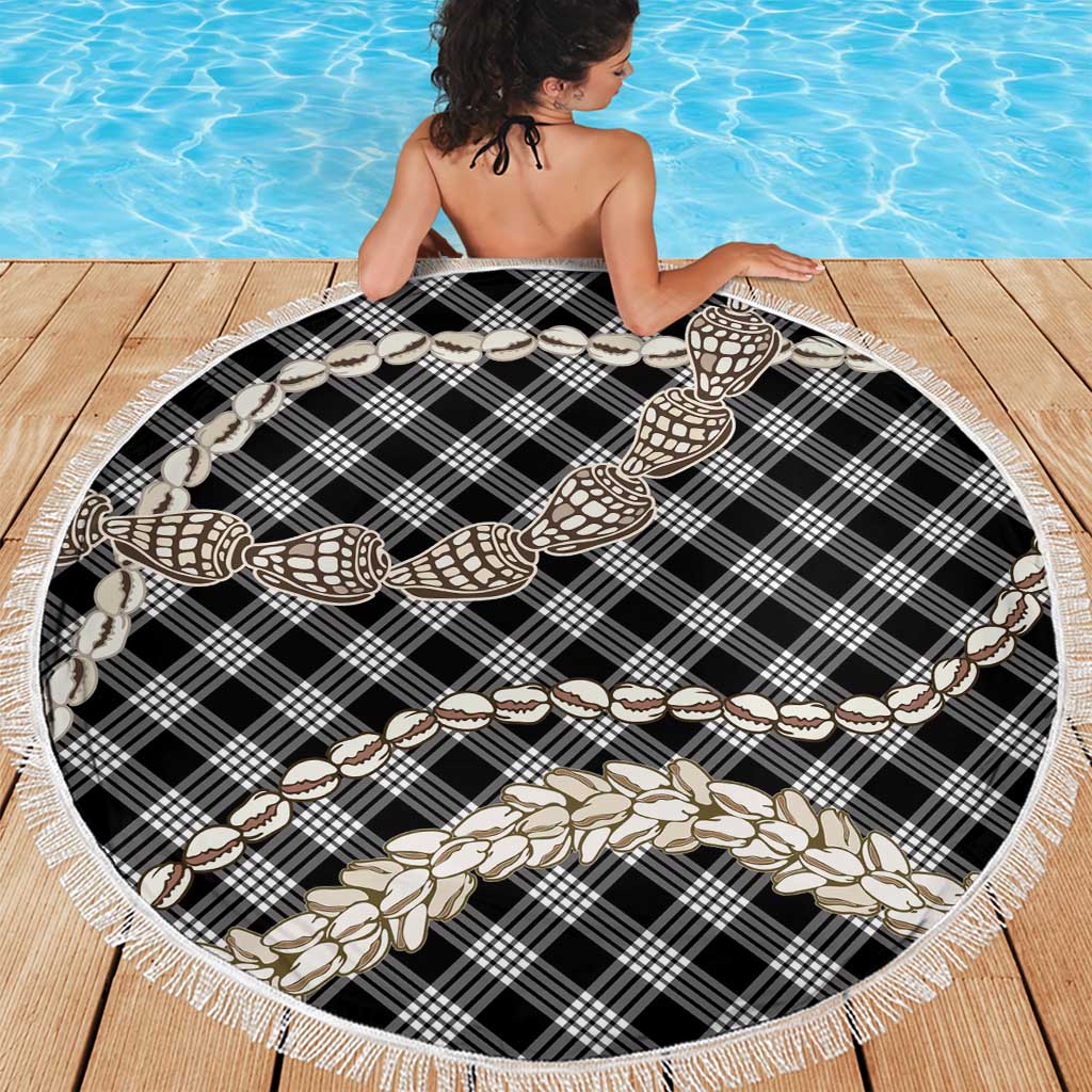 Black Aloha Hawaii Shell Lei Beach Blanket Palaka Hebrew Cone Honey Cowrie Elegant Curves - Polynesian Pride