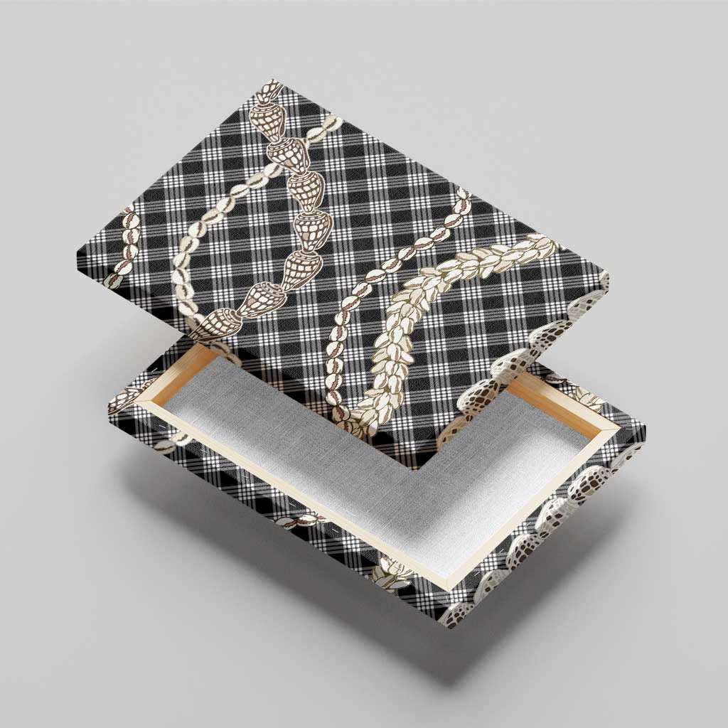 Black Aloha Hawaii Shell Lei Canvas Wall Art Palaka Hebrew Cone Honey Cowrie Elegant Curves - Polynesian Pride