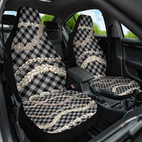 Black Aloha Hawaii Shell Lei Car Seat Cover Palaka Hebrew Cone Honey Cowrie Elegant Curves - Polynesian Pride