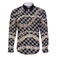 Black Aloha Hawaii Shell Lei Family Matching Mermaid Dress and Hawaiian Shirt Palaka Hebrew Cone Honey Cowrie Elegant Curves - Polynesian Pride