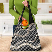 Black Aloha Hawaii Shell Lei Grocery Bag Palaka Hebrew Cone Honey Cowrie Elegant Curves - Polynesian Pride