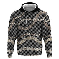 Black Aloha Hawaii Shell Lei Hoodie Palaka Hebrew Cone Honey Cowrie Elegant Curves - Polynesian Pride