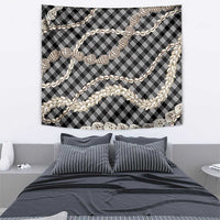 Black Aloha Hawaii Shell Lei Tapestry Palaka Hebrew Cone Honey Cowrie Elegant Curves - Polynesian Pride