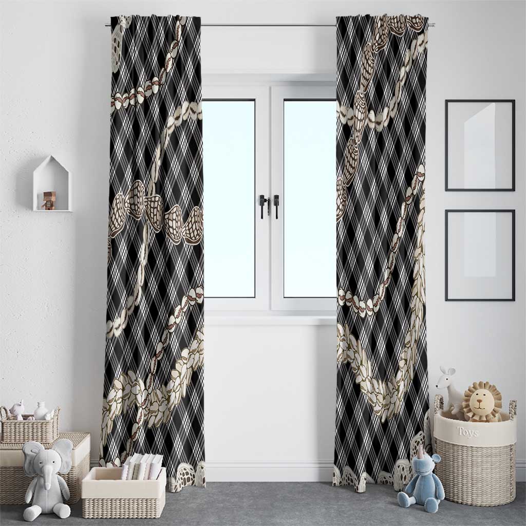 Black Aloha Hawaii Shell Lei Window Curtain Palaka Hebrew Cone Honey Cowrie Elegant Curves - Polynesian Pride