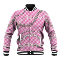 Pink Aloha Hawaii Shell Lei Baseball Jacket Palaka Hebrew Cone Honey Cowrie Elegant Curves - Polynesian Pride