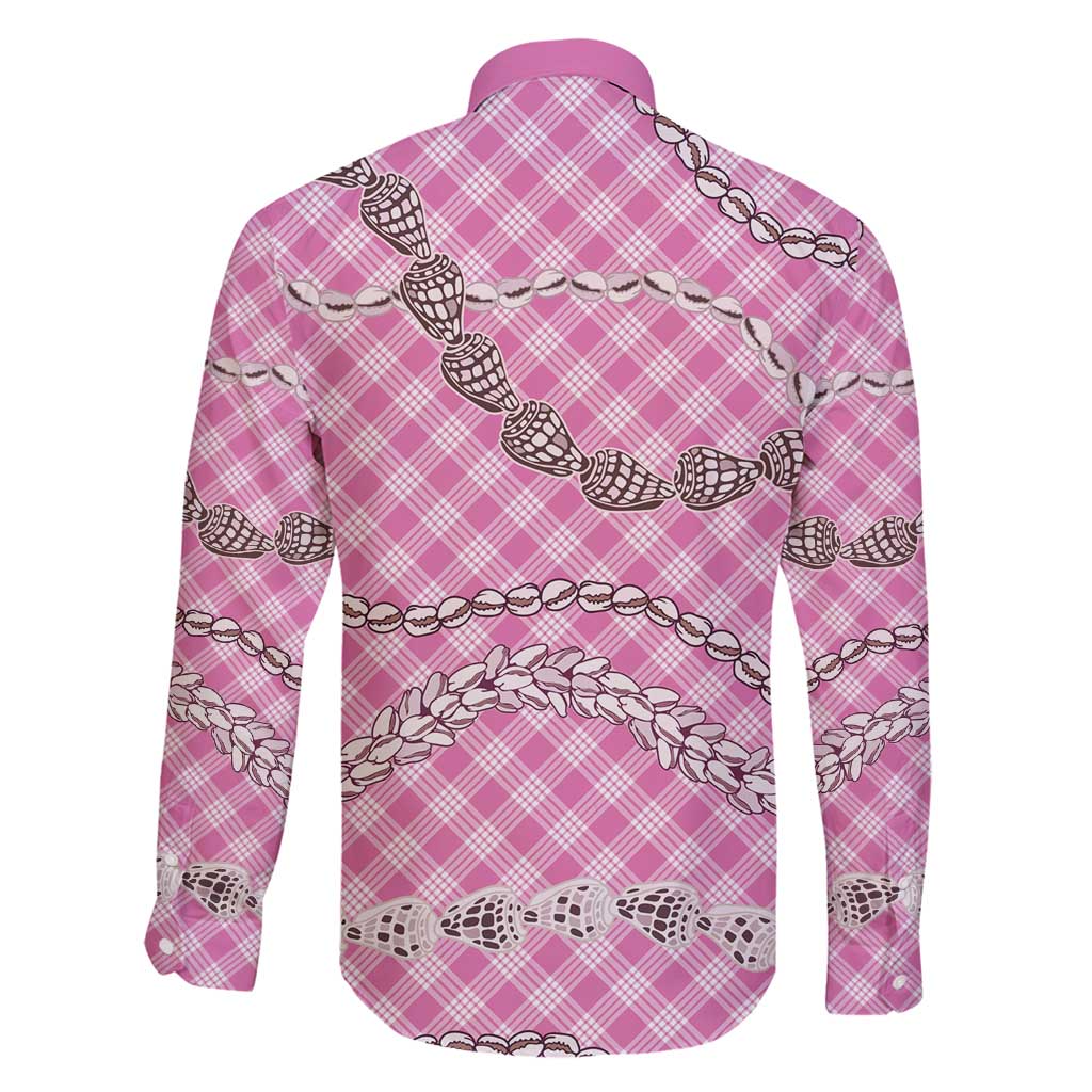 Pink Aloha Hawaii Shell Lei Family Matching Puletasi and Hawaiian Shirt Palaka Hebrew Cone Honey Cowrie Elegant Curves - Polynesian Pride