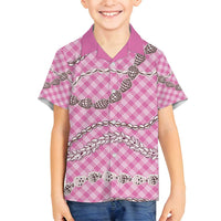 Pink Aloha Hawaii Shell Lei Family Matching Tank Maxi Dress and Hawaiian Shirt Palaka Hebrew Cone Honey Cowrie Elegant Curves - Polynesian Pride