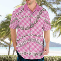 Pink Aloha Hawaii Shell Lei Hawaiian Shirt Palaka Hebrew Cone Honey Cowrie Elegant Curves - Polynesian Pride