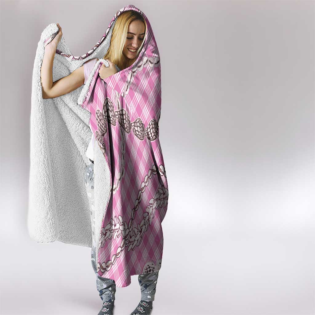 Pink Aloha Hawaii Shell Lei Hooded Blanket Palaka Hebrew Cone Honey Cowrie Elegant Curves - Polynesian Pride
