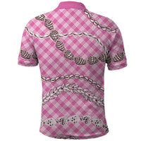 Pink Aloha Hawaii Shell Lei Polo Shirt Palaka Hebrew Cone Honey Cowrie Elegant Curves - Polynesian Pride