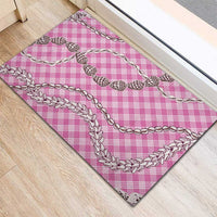 Pink Aloha Hawaii Shell Lei Rubber Doormat Palaka Hebrew Cone Honey Cowrie Elegant Curves - Polynesian Pride