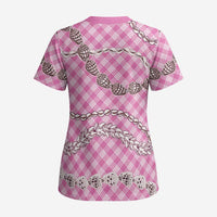 Pink Aloha Hawaii Shell Lei Scrub Top Palaka Hebrew Cone Honey Cowrie Elegant Curves - Polynesian Pride