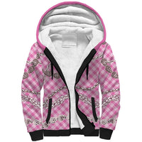 Pink Aloha Hawaii Shell Lei Sherpa Hoodie Palaka Hebrew Cone Honey Cowrie Elegant Curves - Polynesian Pride