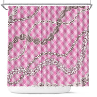 Pink Aloha Hawaii Shell Lei Shower Curtain Palaka Hebrew Cone Honey Cowrie Elegant Curves - Polynesian Pride