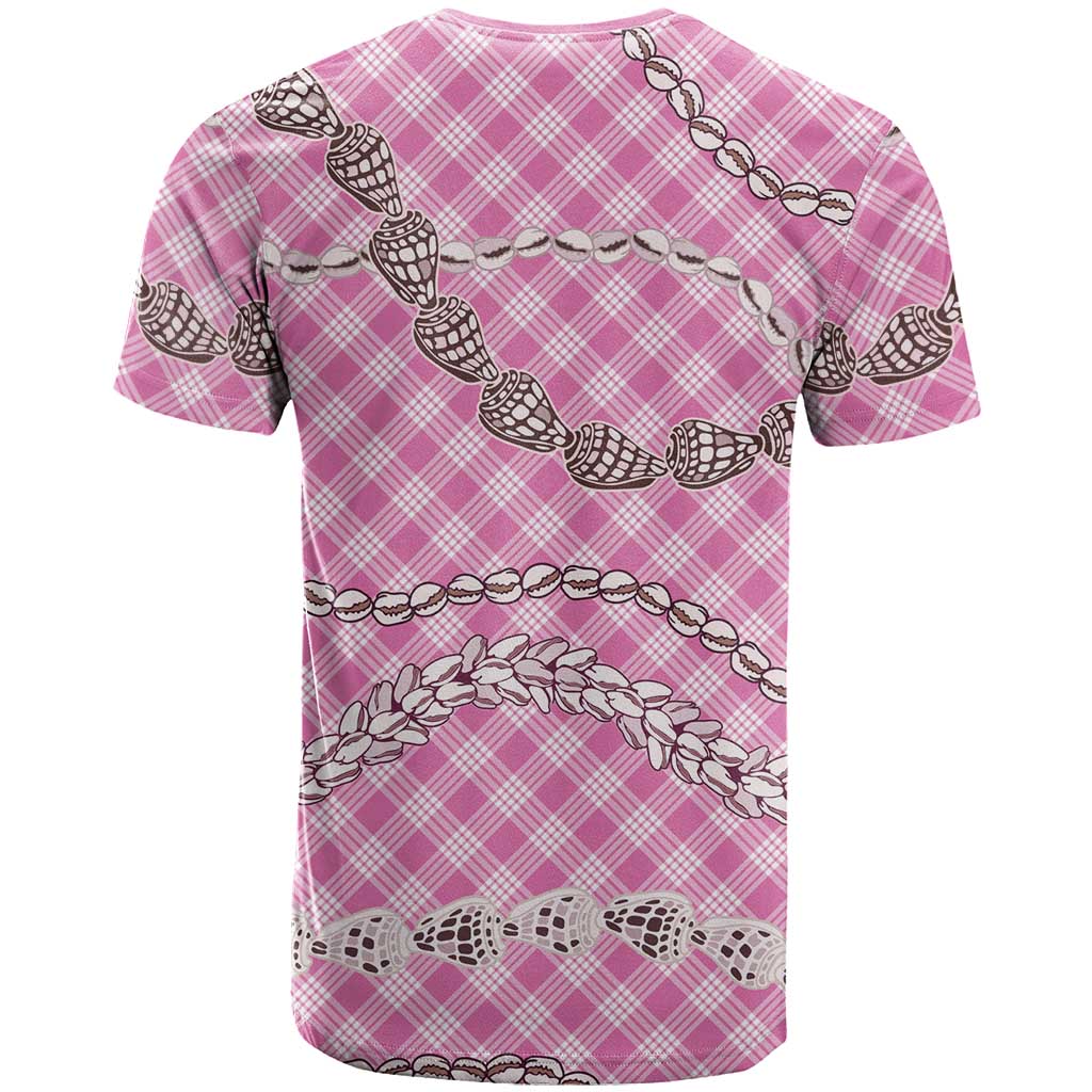 Pink Aloha Hawaii Shell Lei T Shirt Palaka Hebrew Cone Honey Cowrie Elegant Curves - Polynesian Pride