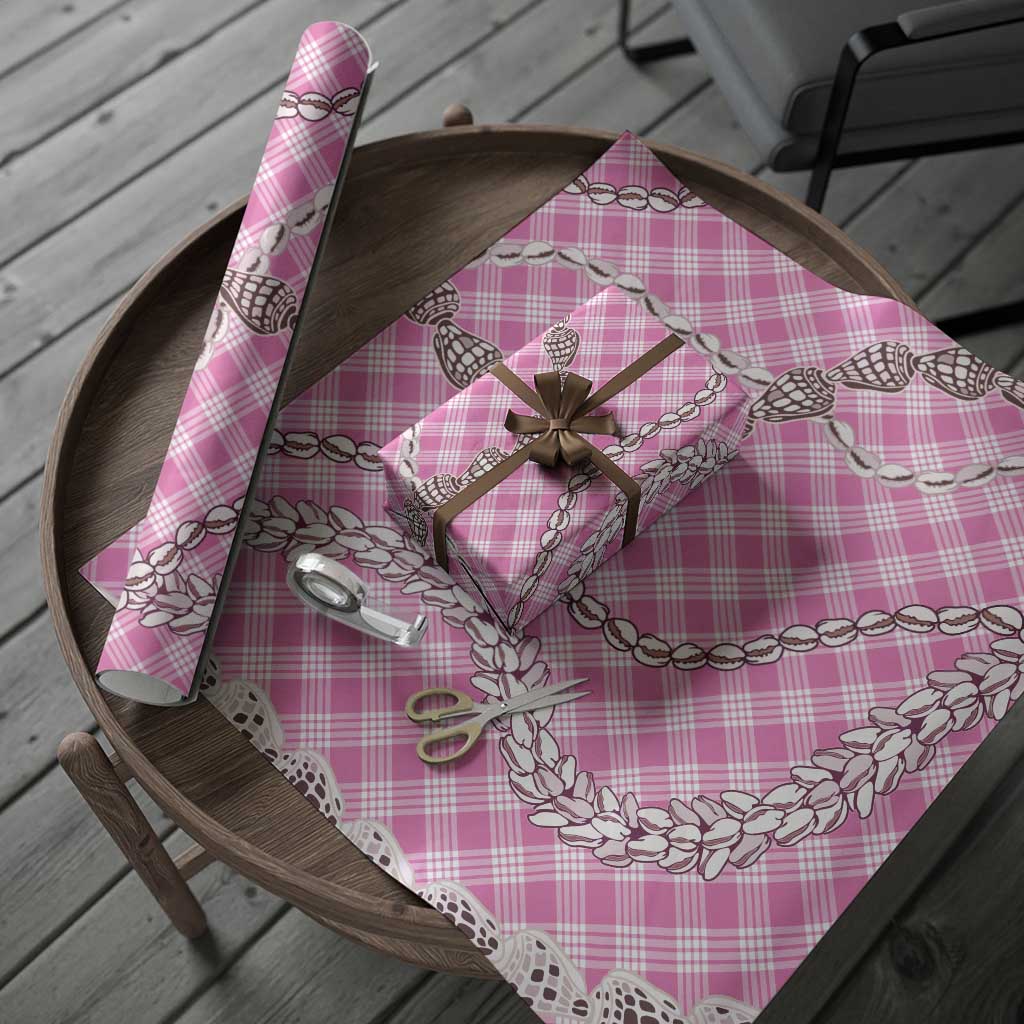 Pink Aloha Hawaii Shell Lei Wrapping Paper Palaka Hebrew Cone Honey Cowrie Elegant Curves LT14 - Polynesian Pride