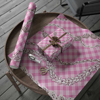 Pink Aloha Hawaii Shell Lei Wrapping Paper Palaka Hebrew Cone Honey Cowrie Elegant Curves LT14 - Polynesian Pride