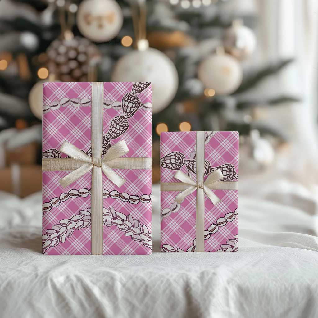 Pink Aloha Hawaii Shell Lei Wrapping Paper Palaka Hebrew Cone Honey Cowrie Elegant Curves LT14 - Polynesian Pride