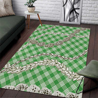 Green Aloha Hawaii Shell Lei Area Rug Palaka Hebrew Cone Honey Cowrie Elegant Curves - Polynesian Pride