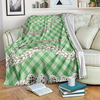 Green Aloha Hawaii Shell Lei Blanket Palaka Hebrew Cone Honey Cowrie Elegant Curves - Polynesian Pride