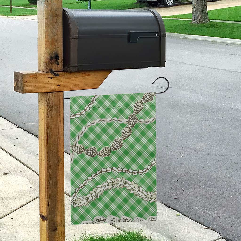 Green Aloha Hawaii Shell Lei Garden Flag Palaka Hebrew Cone Honey Cowrie Elegant Curves - Polynesian Pride