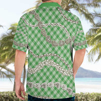 Green Aloha Hawaii Shell Lei Hawaiian Shirt Palaka Hebrew Cone Honey Cowrie Elegant Curves - Polynesian Pride