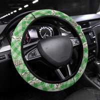 Green Aloha Hawaii Shell Lei Steering Wheel Cover Palaka Hebrew Cone Honey Cowrie Elegant Curves - Polynesian Pride