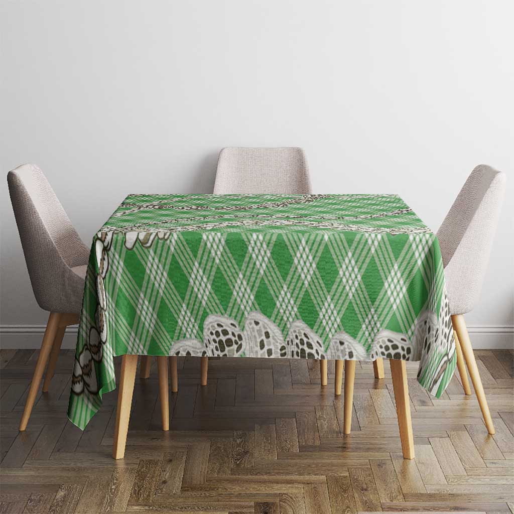 Green Aloha Hawaii Shell Lei Tablecloth Palaka Hebrew Cone Honey Cowrie Elegant Curves - Polynesian Pride