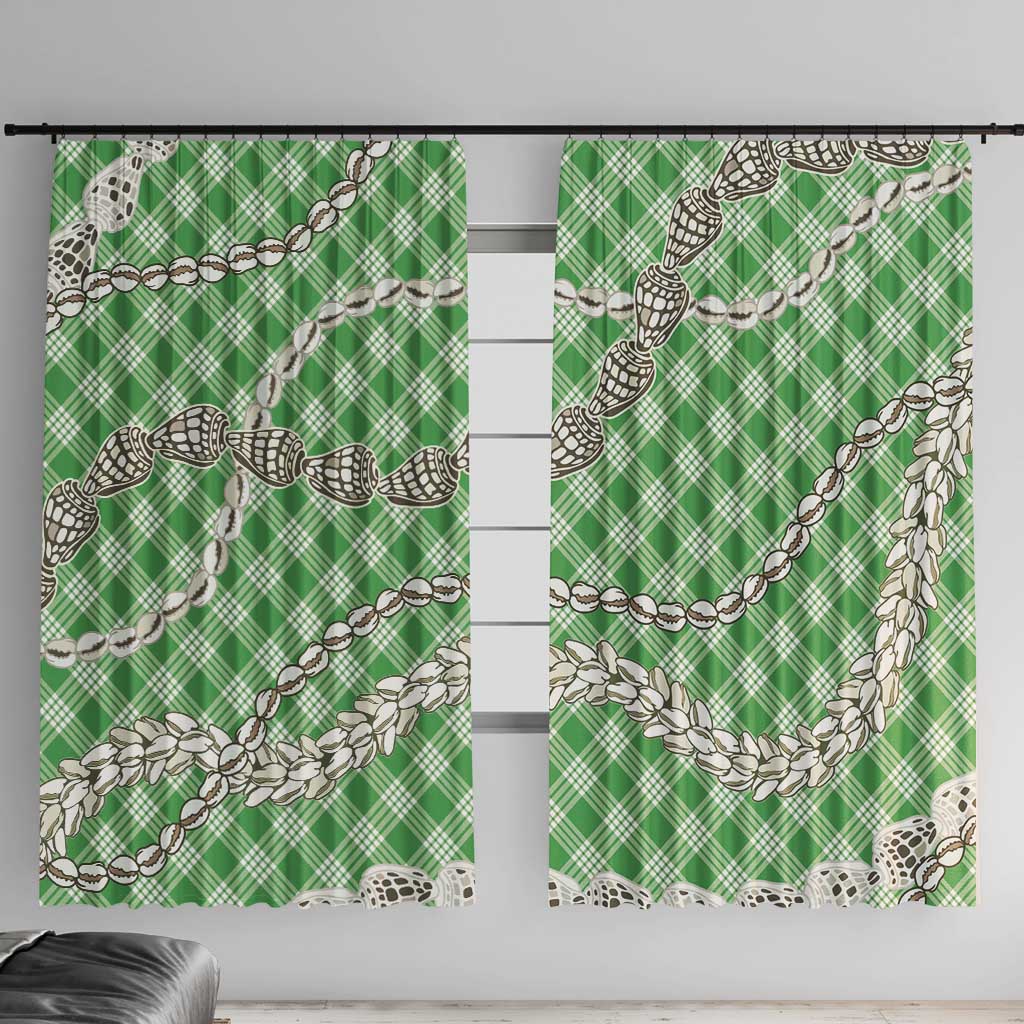 Green Aloha Hawaii Shell Lei Window Curtain Palaka Hebrew Cone Honey Cowrie Elegant Curves - Polynesian Pride