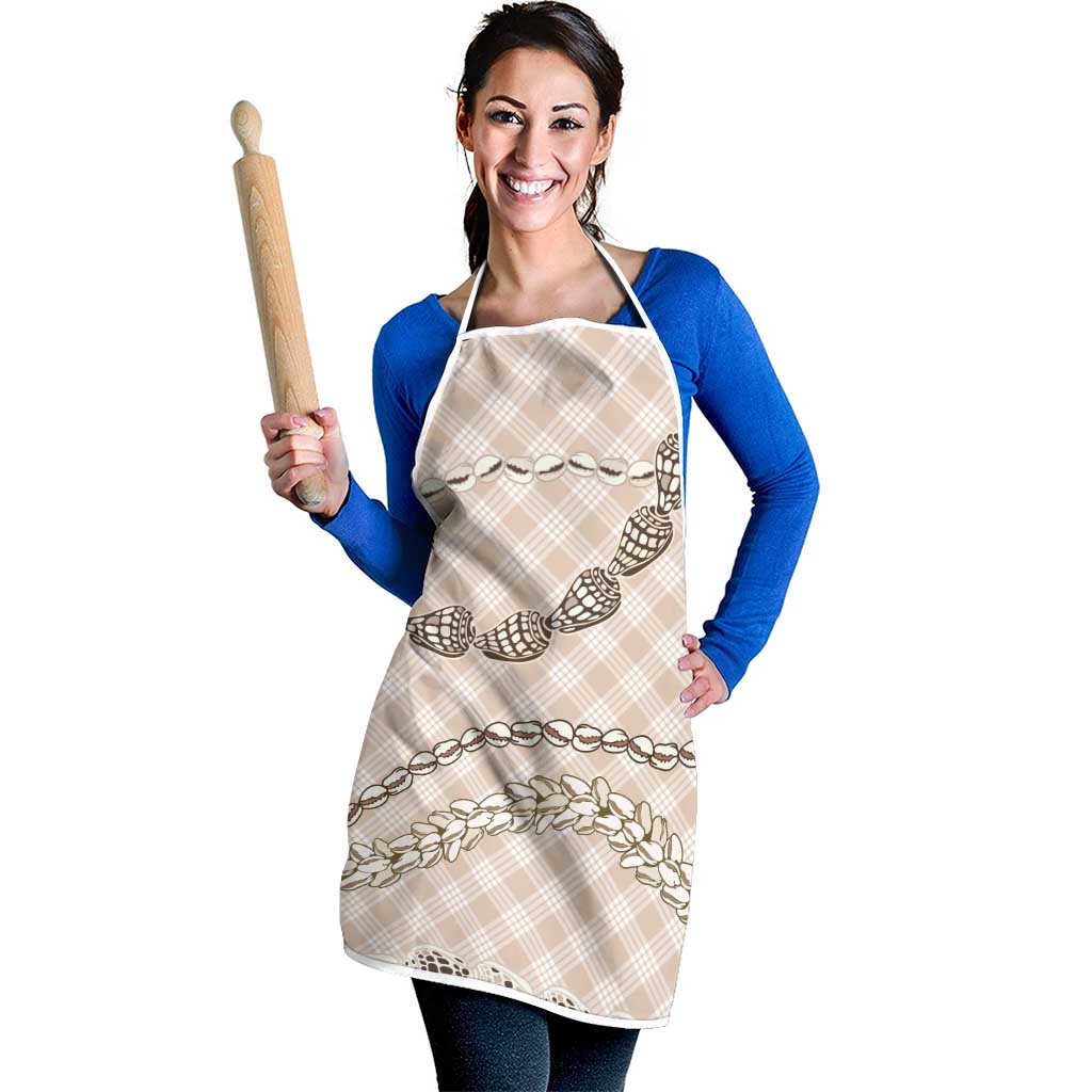 Beige Aloha Hawaii Shell Lei Apron Palaka Hebrew Cone Honey Cowrie Elegant Curves - Polynesian Pride