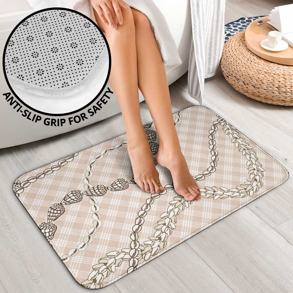 Beige Aloha Hawaii Shell Lei Bathroom Set Palaka Hebrew Cone Honey Cowrie Elegant Curves - Polynesian Pride