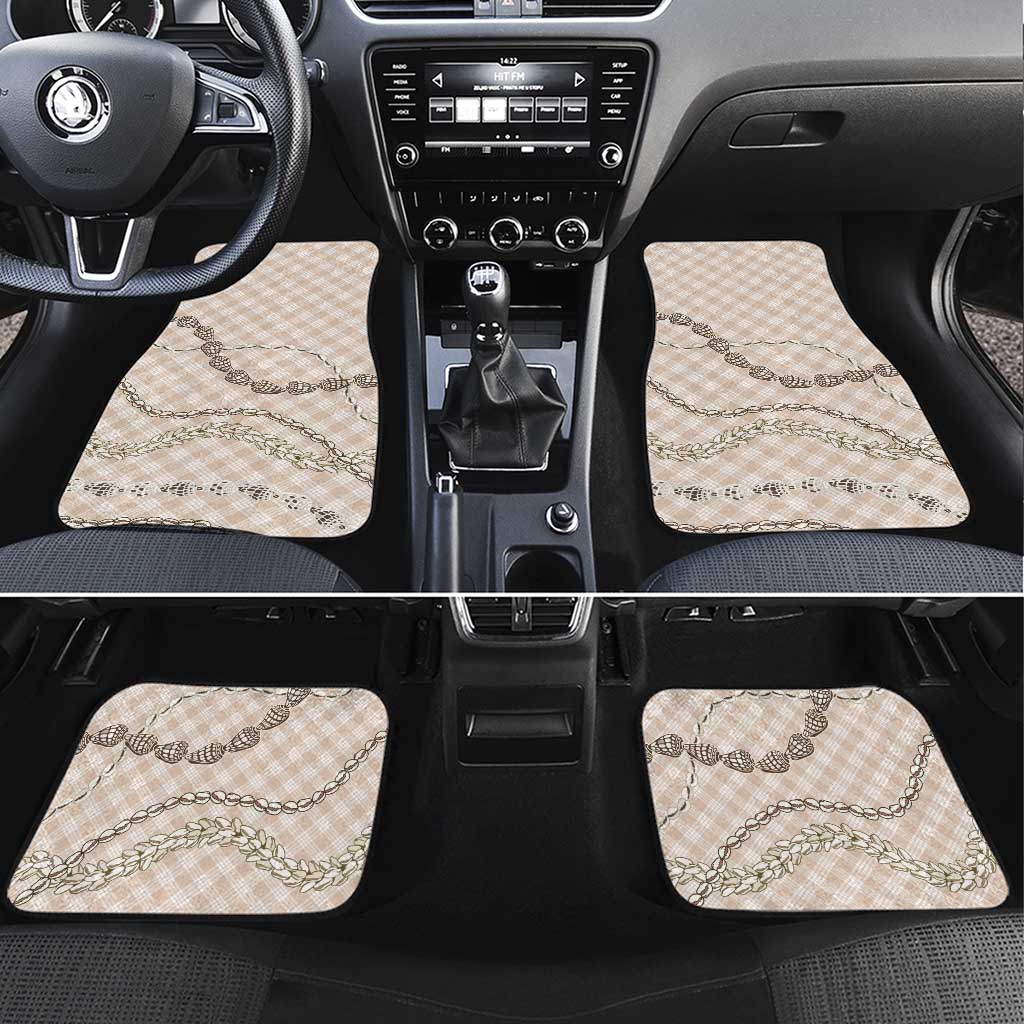 Beige Aloha Hawaii Shell Lei Car Mats Palaka Hebrew Cone Honey Cowrie Elegant Curves - Polynesian Pride