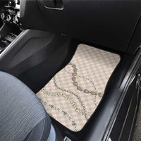 Beige Aloha Hawaii Shell Lei Car Mats Palaka Hebrew Cone Honey Cowrie Elegant Curves - Polynesian Pride
