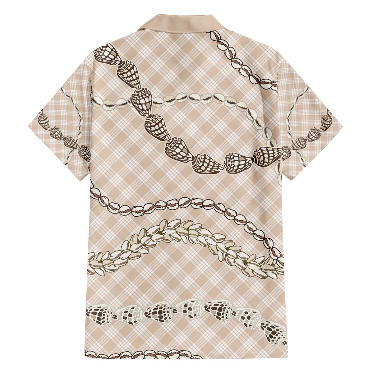 Beige Aloha Hawaii Shell Lei Family Matching Off The Shoulder Long Sleeve Dress and Hawaiian Shirt Palaka Hebrew Cone Honey Cowrie Elegant Curves - Polynesian Pride