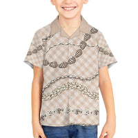 Beige Aloha Hawaii Shell Lei Family Matching Summer Maxi Dress and Hawaiian Shirt Palaka Hebrew Cone Honey Cowrie Elegant Curves - Polynesian Pride