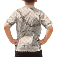 Beige Aloha Hawaii Shell Lei Family Matching Tank Maxi Dress and Hawaiian Shirt Palaka Hebrew Cone Honey Cowrie Elegant Curves - Polynesian Pride