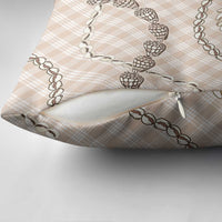 Beige Aloha Hawaii Shell Lei Pillow Cover Palaka Hebrew Cone Honey Cowrie Elegant Curves - Polynesian Pride